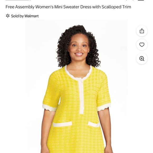 Free Assembly Women's Mini Sweater Dress with Scalloped Trim -Women’s Size XXL - Picture 8 of 10